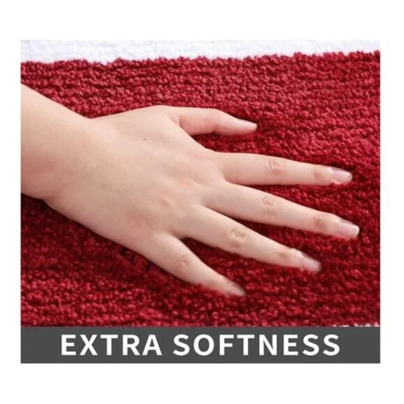 Bath Mat Rug Set Extra Thick Red Anti-slip Plush Cosy Homeer NIB - Picture 3 of 4